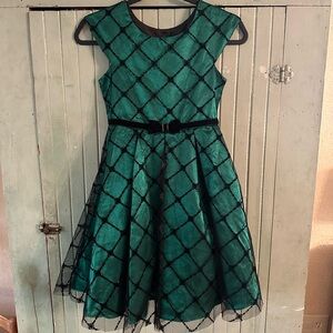 Jona Michelle Teal and Black Formal Kids Dress